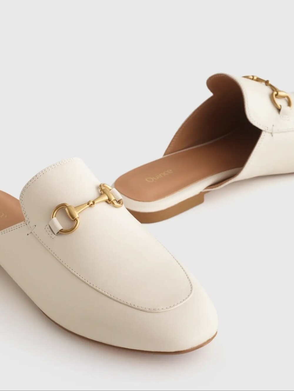 Italian Leather Horsebit Slip-On Leather Loafer Mules with Gold Accent 8 Quince